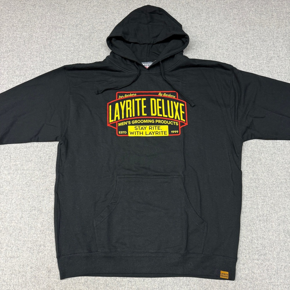 Layrite Deluxe Hoodie Size 2X Black Graphic Barbershop Grooming Pullover Sweatsh